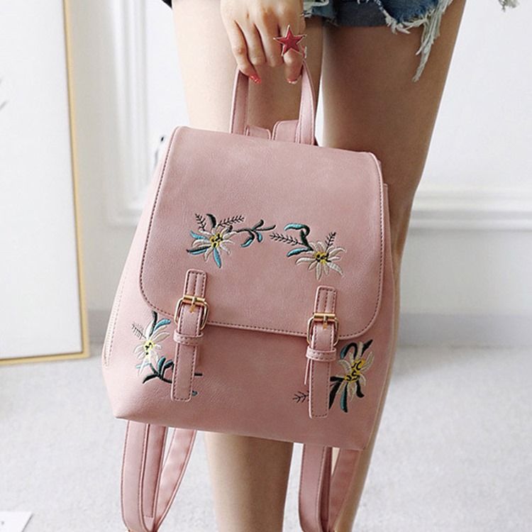 Mochilas Decoradas Com Cinto De Pu Floral