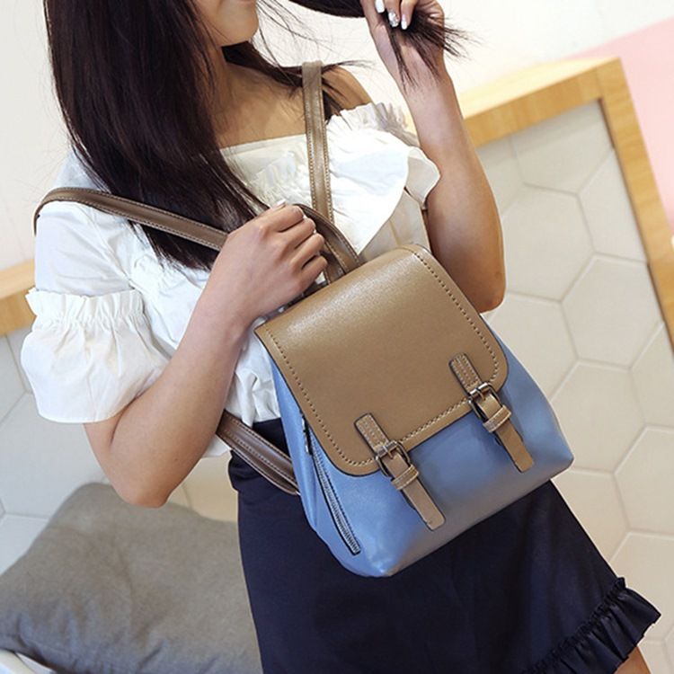 Mochilas Em Bloco De Cor Lisa Pu