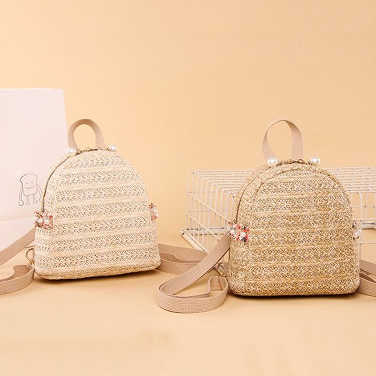 Mochilas Femininas Casuais De Grama Tricotada
