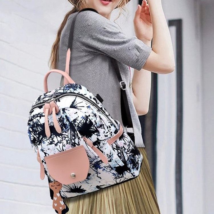 Oxford Print Mochilas De Bolso Com Aba