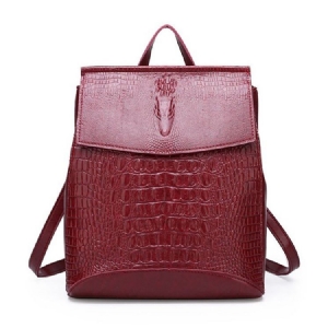 Pu Thread Alligator Mochilas Médias