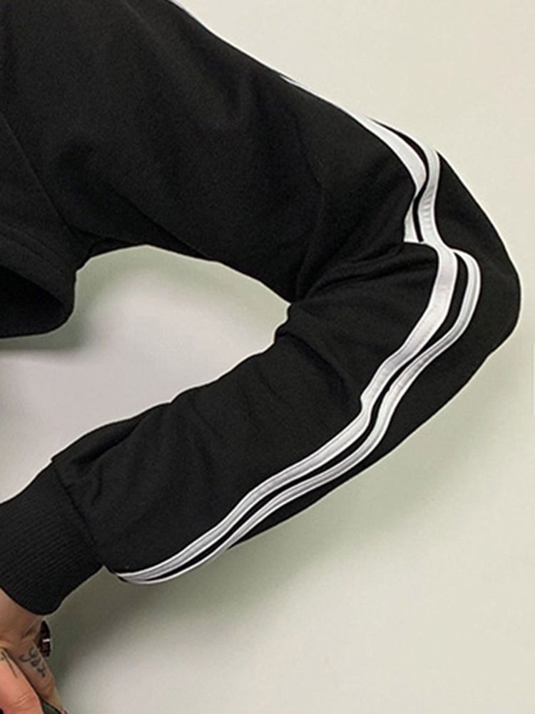 Camisola Feminina De Manga Comprida Com Capuz Na Barriga Exposta