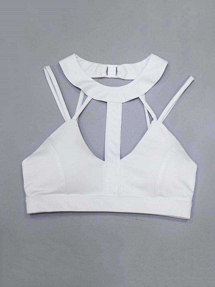 Halter Feminino Liso Absorvente Nenhum Sutiã Esportivo De Arame Livre