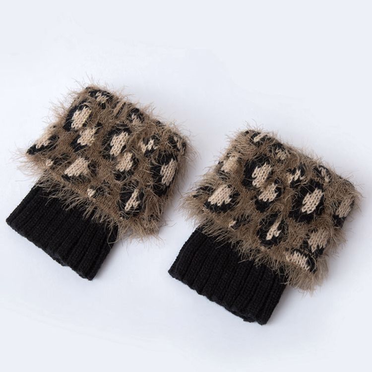 Botas Femininas Com Estampa De Leopardo Meias E Punhos