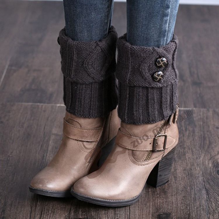 Botas Femininas De Tricô E Meias De Fixação