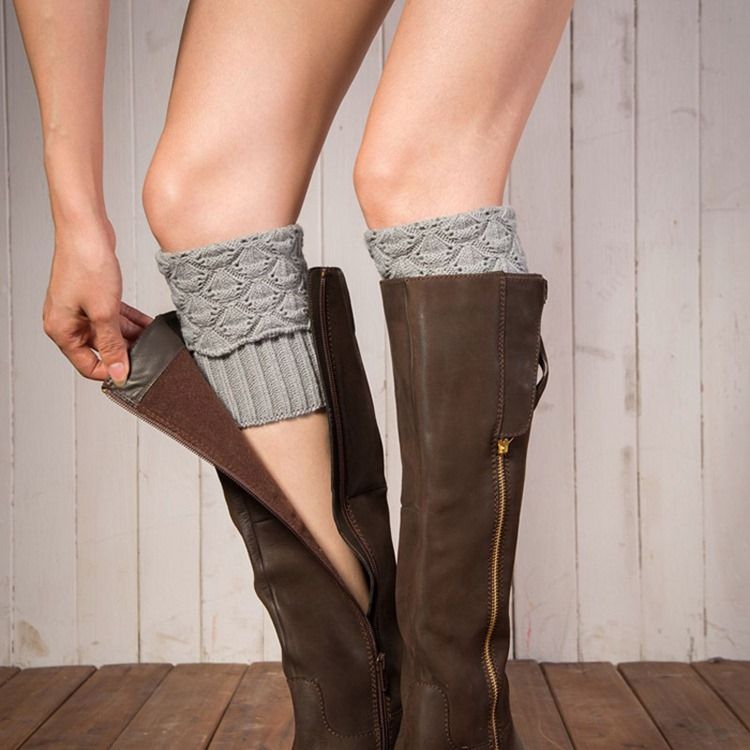 Botas De Malha Com Mangas Meias Para Mulheres