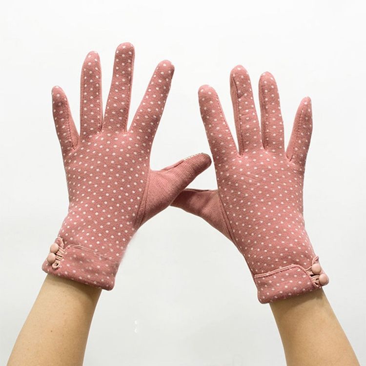 Luvas Femininas De Algodão Com Pontos Quentes Para Senhora