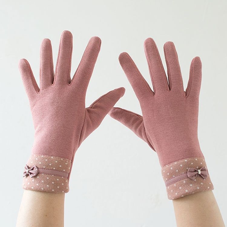 Luvas Femininas De Algodão Com Pontos Quentes Para Senhora
