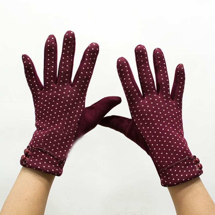 Luvas Femininas De Algodão Com Pontos Quentes Para Senhora