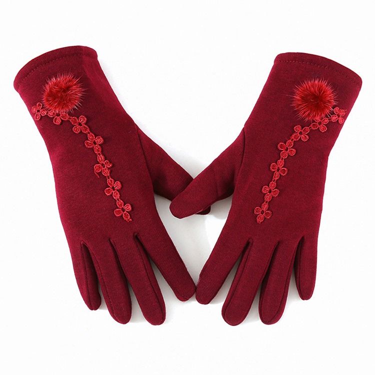 Luvas Femininas De Bordado Com Flores De Inverno