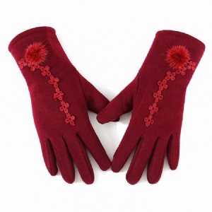Luvas Femininas De Bordado Com Flores De Inverno