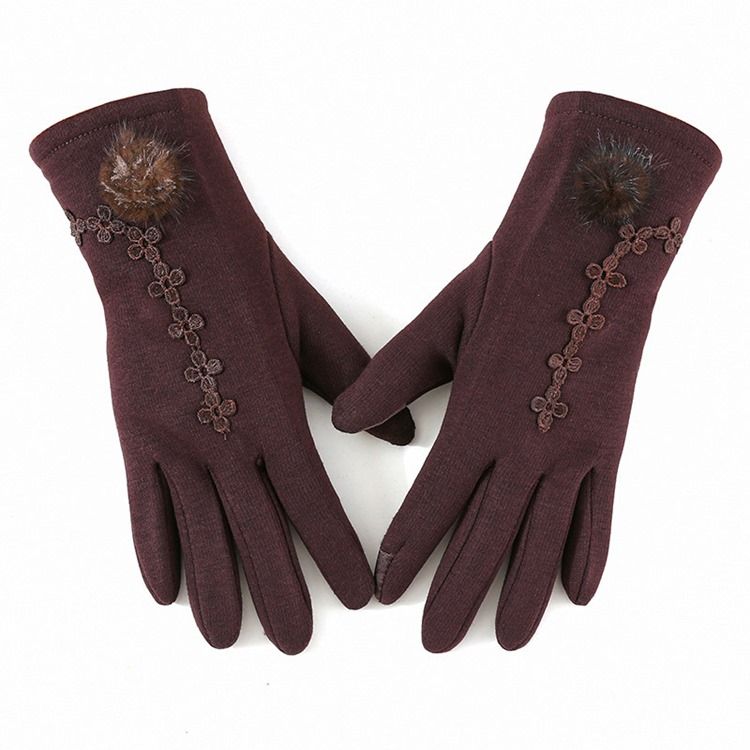 Luvas Femininas De Bordado Com Flores De Inverno