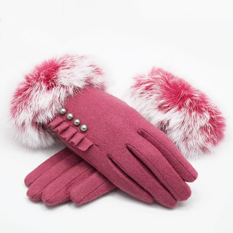 Luvas Femininas Elegantes De Caxemira Pérola Para Senhora