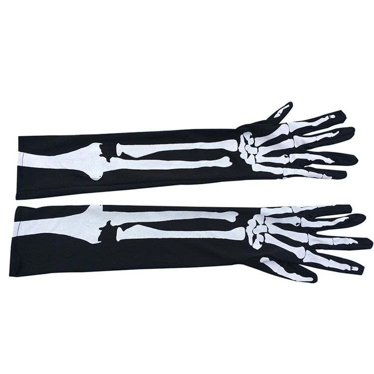 Luvas Femininas De Halloween Com Crânio De Cosplay