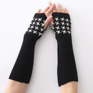 Luvas Houndstooth Femininas Casual Outono