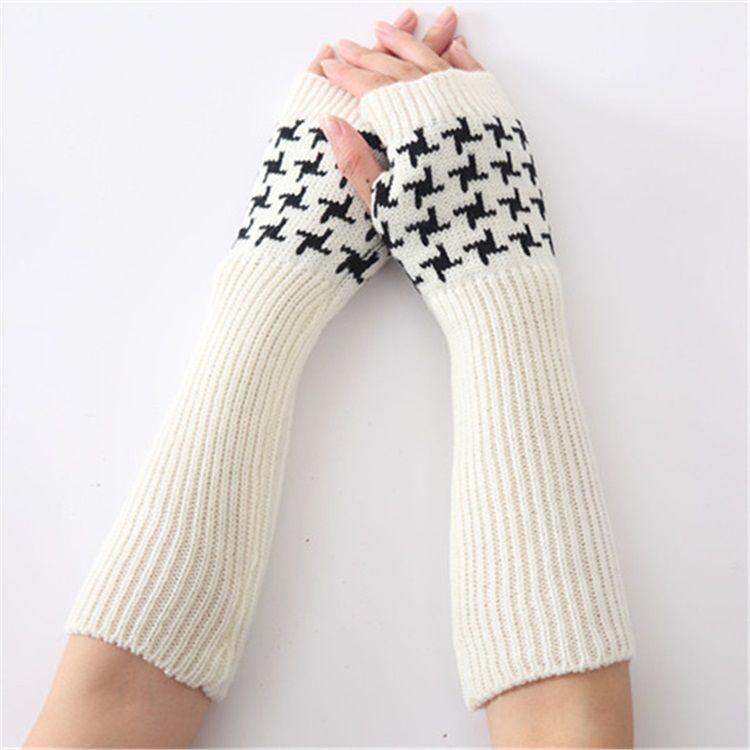 Luvas Houndstooth Femininas Casual Outono