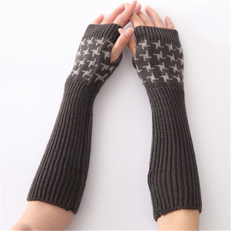 Luvas Houndstooth Femininas Casual Outono