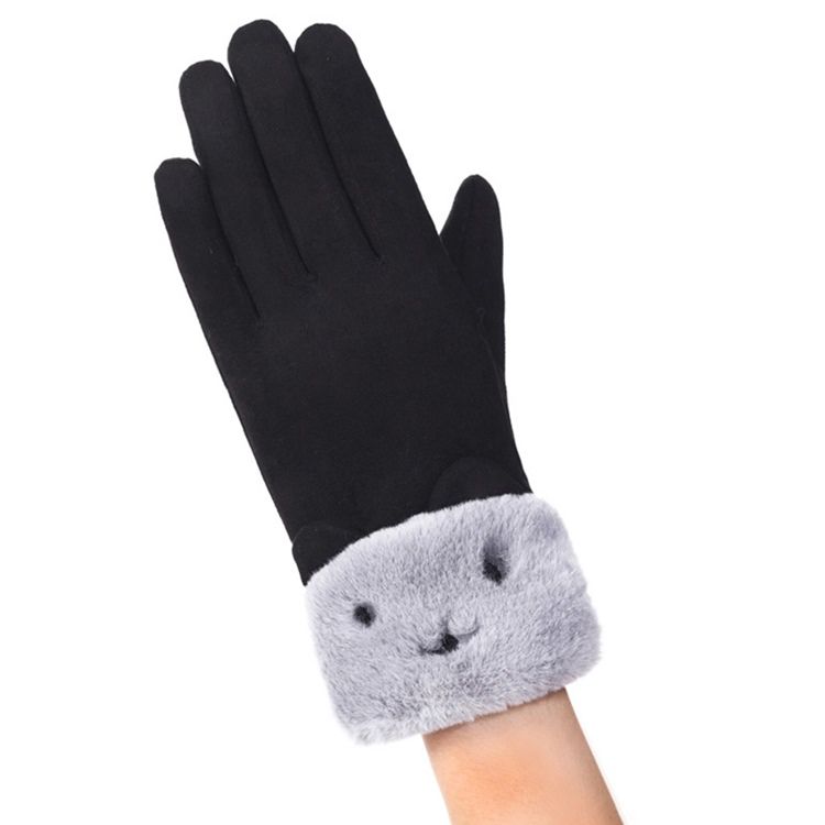 Luvas De Inverno Em Camurça Animal Feminina