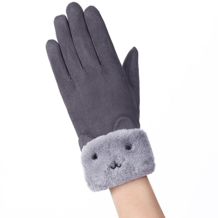 Luvas De Inverno Em Camurça Animal Feminina