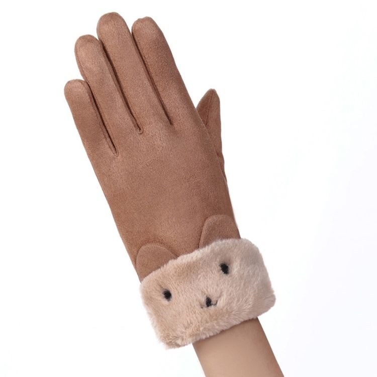 Luvas De Inverno Em Camurça Animal Feminina