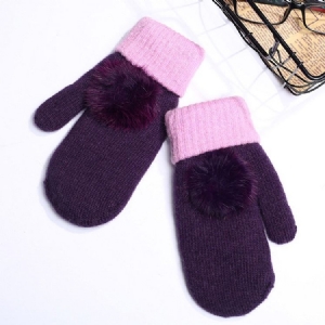 Luvas De Inverno De Pelúcia Em Bloco De Cores Femininas