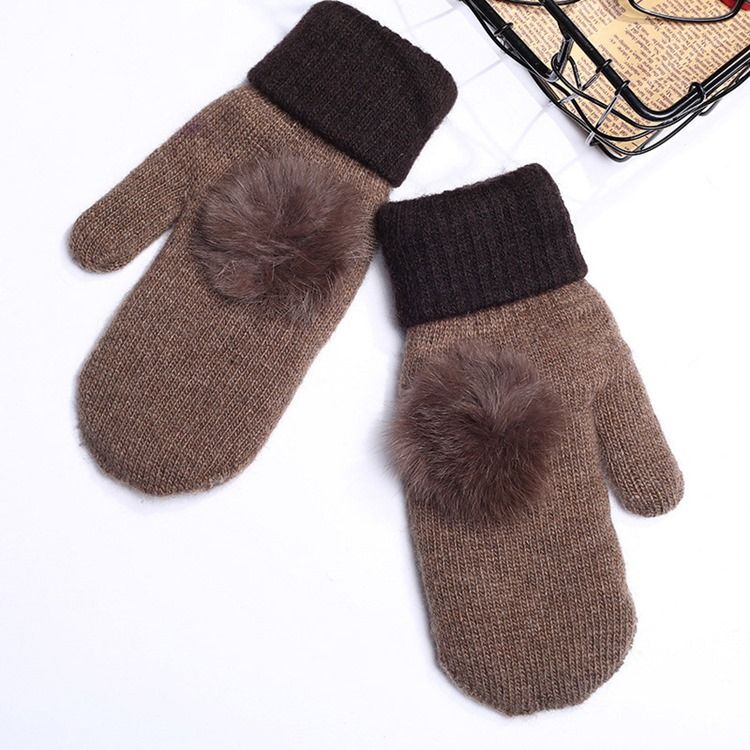 Luvas De Inverno De Pelúcia Em Bloco De Cores Femininas