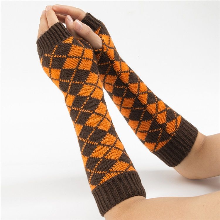 Luvas De Outono Casuais De Acrílico Geométrico Feminino