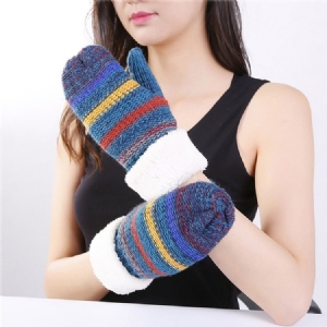 Luvas Quentes De Inverno Feminino Casual Stripe