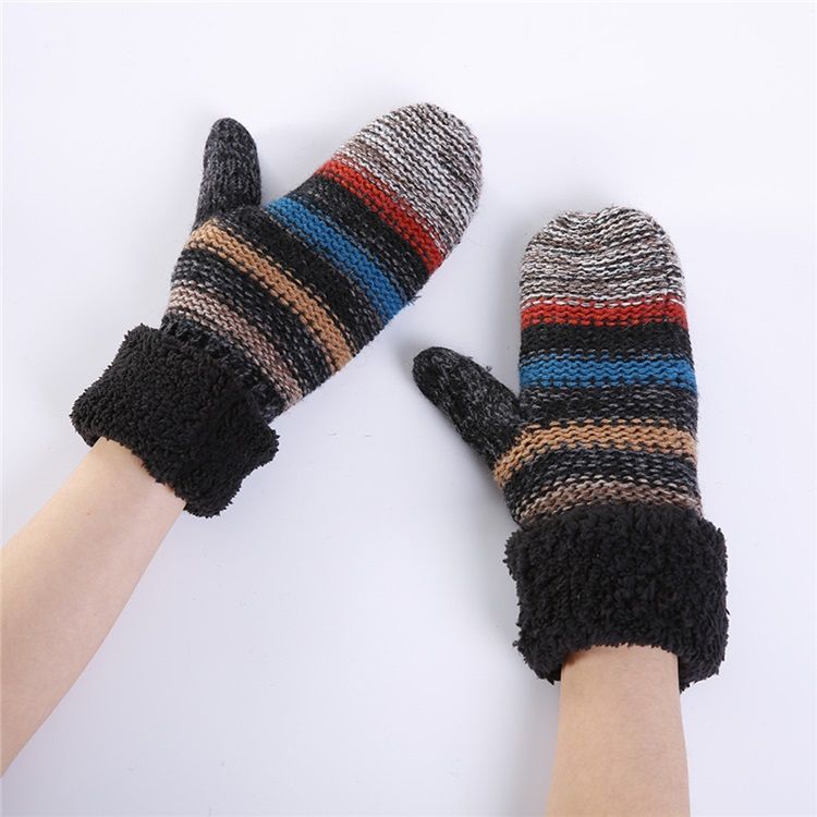 Luvas Quentes De Inverno Feminino Casual Stripe