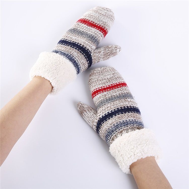 Luvas Quentes De Inverno Feminino Casual Stripe