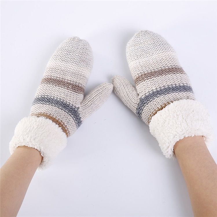 Luvas Quentes De Inverno Feminino Casual Stripe