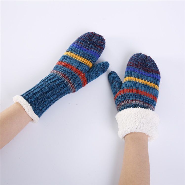 Luvas Quentes De Inverno Feminino Casual Stripe