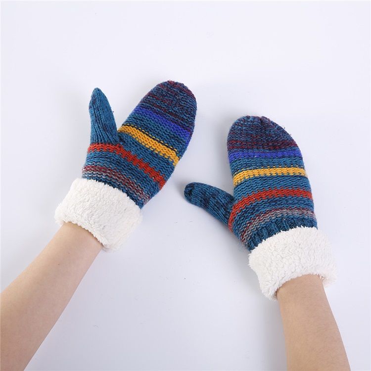 Luvas Quentes De Inverno Feminino Casual Stripe