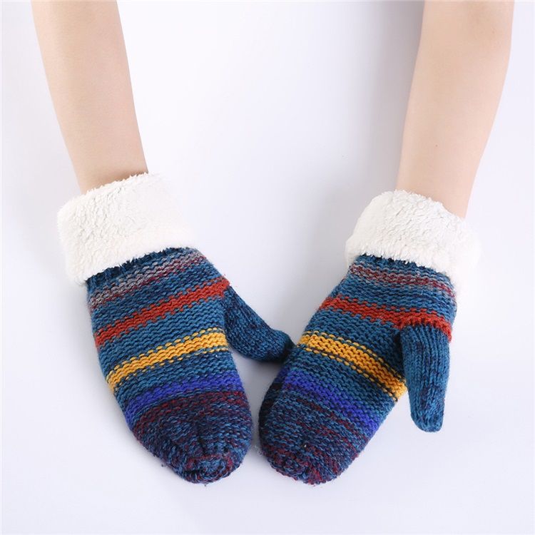 Luvas Quentes De Inverno Feminino Casual Stripe