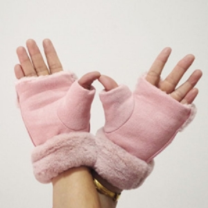 Mantenha Aquecido As Luvas Femininas De Meio Dedo