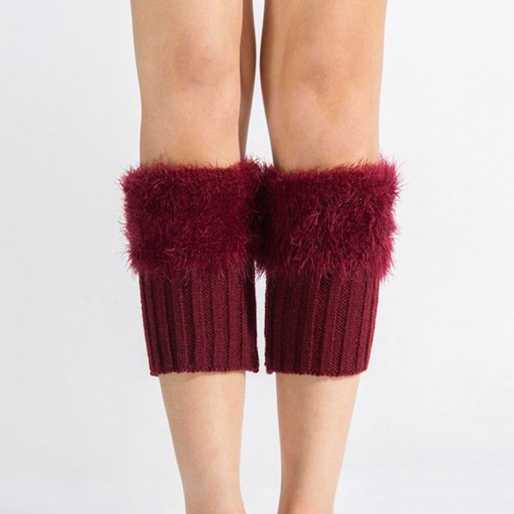 Meias Femininas Com Bota De Pelúcia De Cor Pura