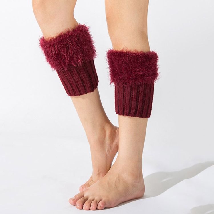 Meias Femininas Com Bota De Pelúcia De Cor Pura