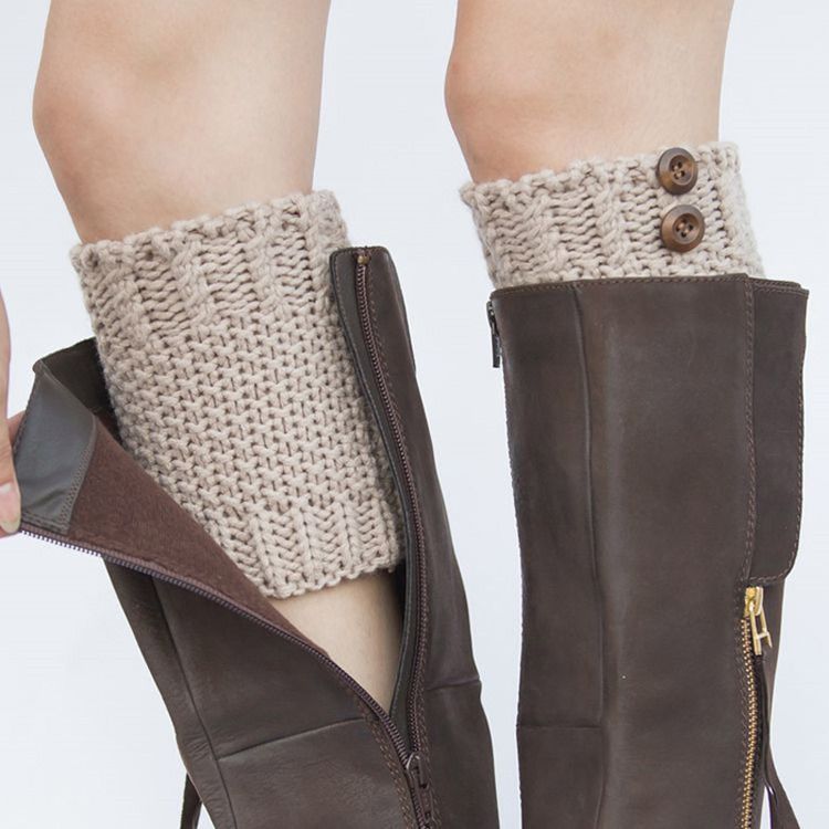 Meias Femininas Pure Color Botas Cuffs