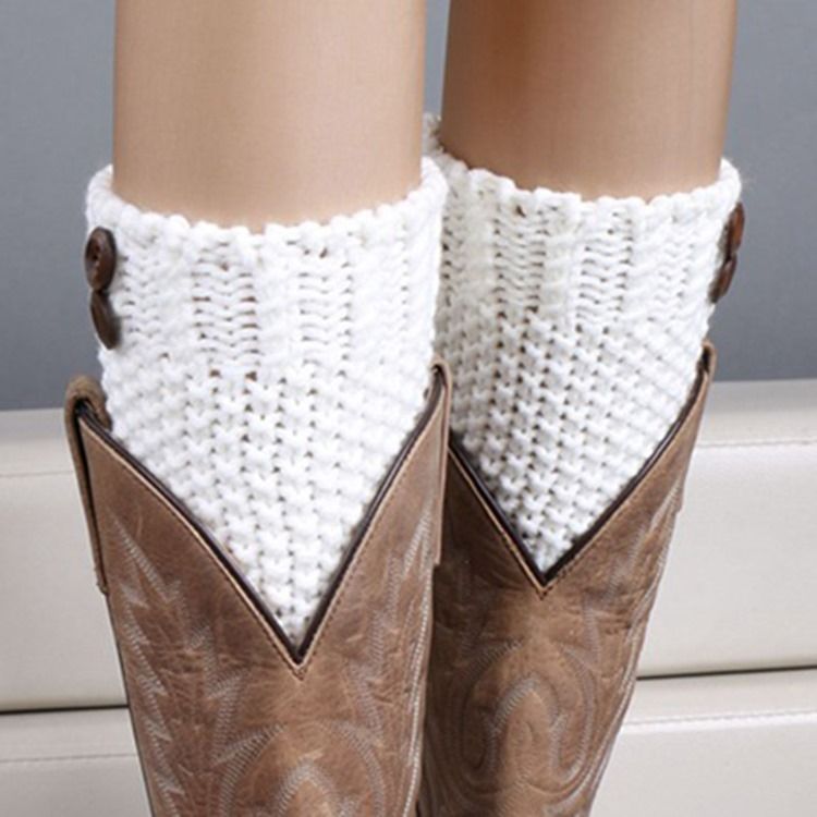 Meias Femininas Pure Color Botas Cuffs