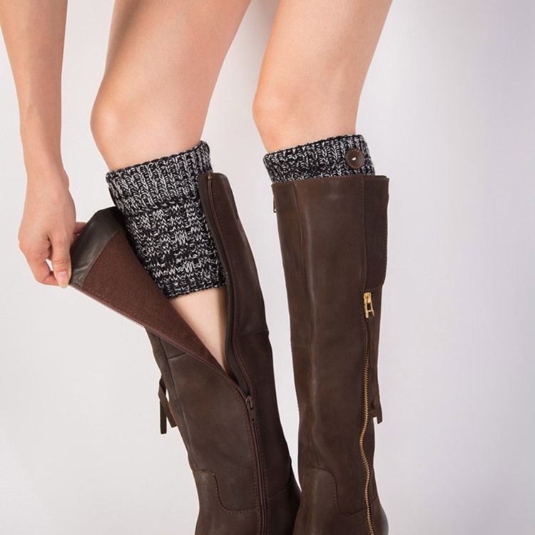 Meias De Tricô Feminino Motley Bota Punhos Prendedor