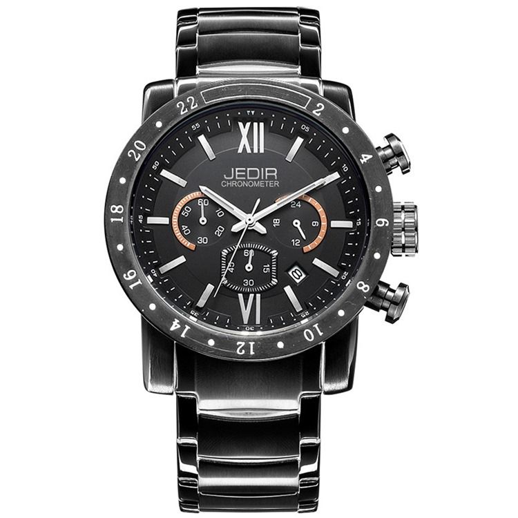 Jyy Charm Caixa Multifuncional Calendário Mostrador Relógio Masculino