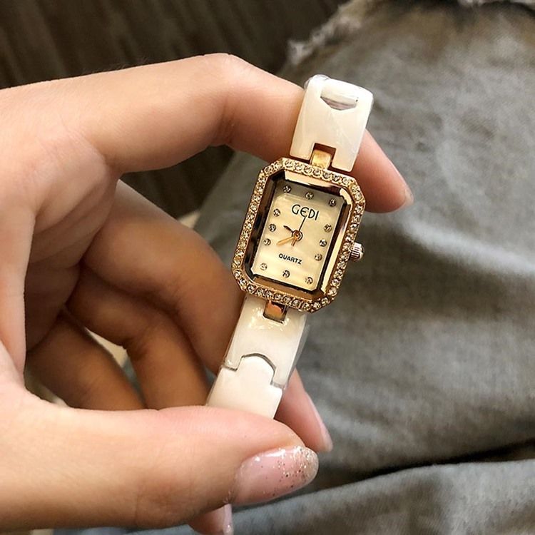 Relógio Feminino De Cerâmica Diamante Quartz