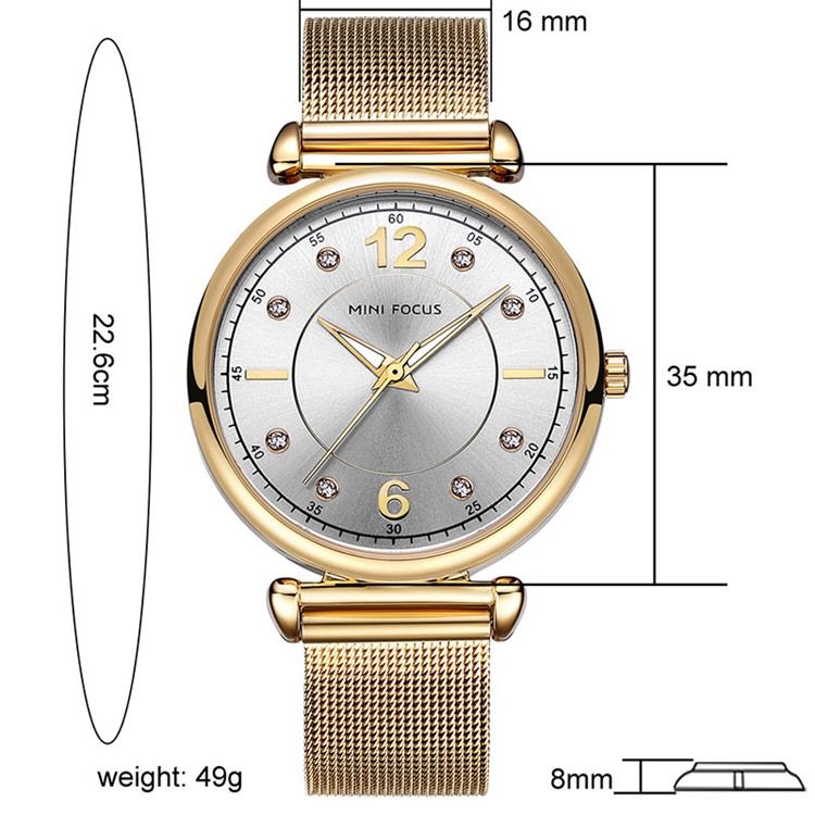 Relógio Feminino Clássico Com Banda De Aço Quartz Diamante