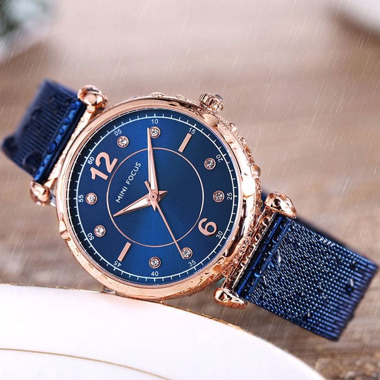 Relógio Feminino Clássico Com Banda De Aço Quartz Diamante
