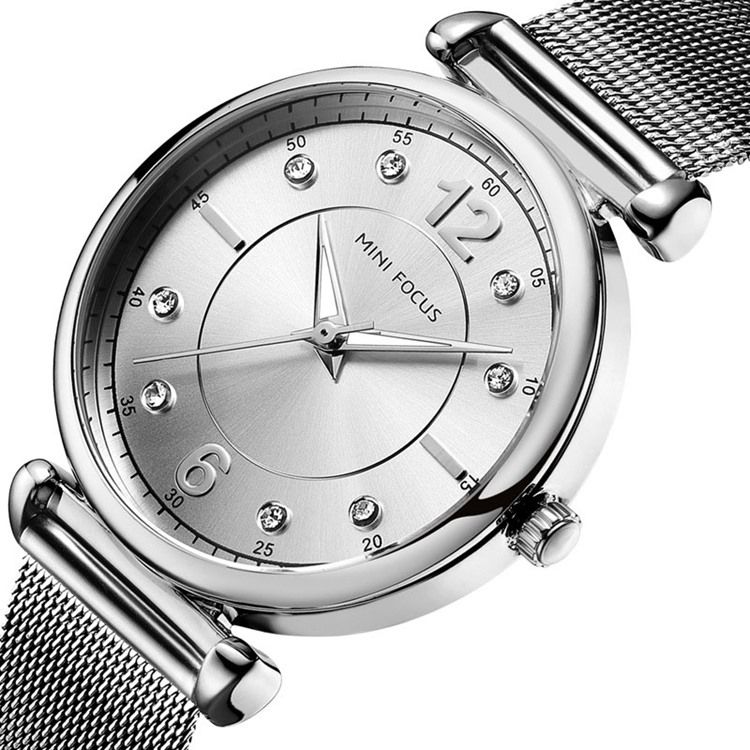 Relógio Feminino Clássico Com Banda De Aço Quartz Diamante