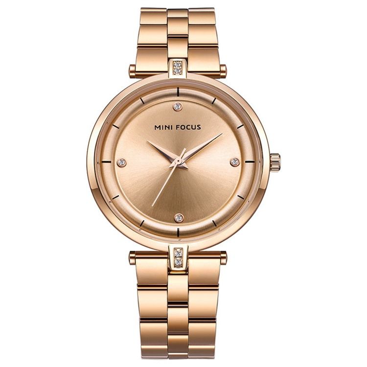 Relógio Feminino Clássico Com Pulseira De Aço Quartzo Diamante À Prova D'água