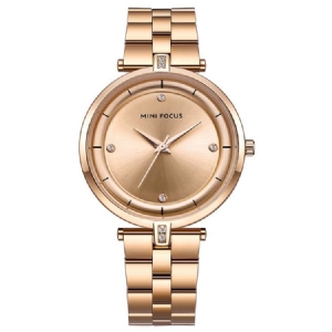 Relógio Feminino Clássico Com Pulseira De Aço Quartzo Diamante À Prova D'água