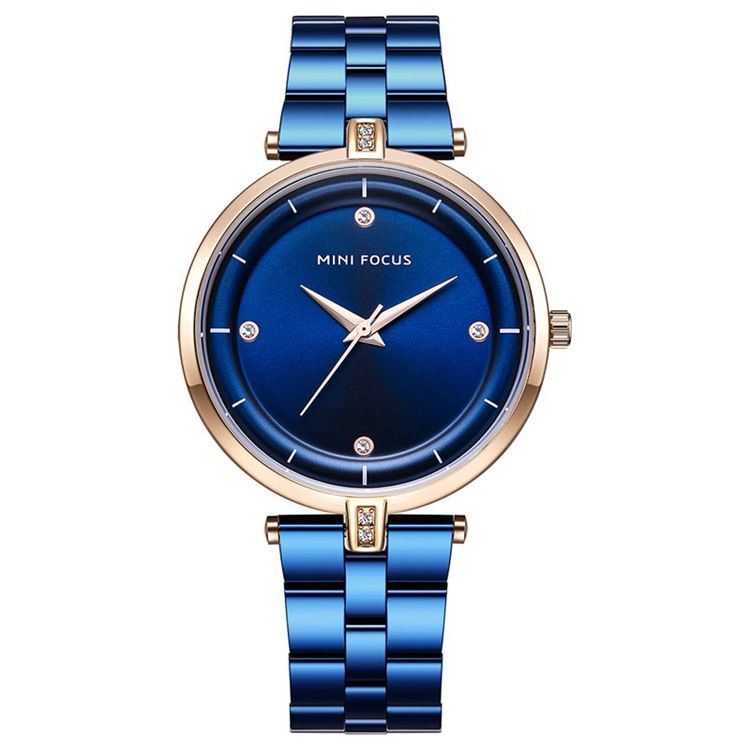 Relógio Feminino Clássico Com Pulseira De Aço Quartzo Diamante À Prova D'água