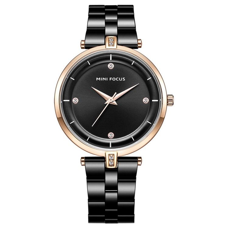Relógio Feminino Clássico Com Pulseira De Aço Quartzo Diamante À Prova D'água