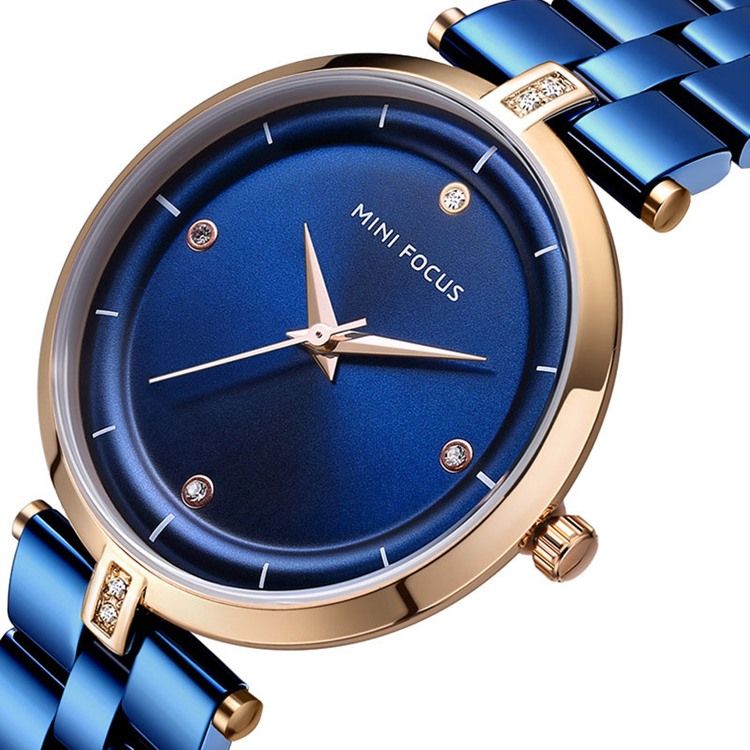 Relógio Feminino Clássico Com Pulseira De Aço Quartzo Diamante À Prova D'água